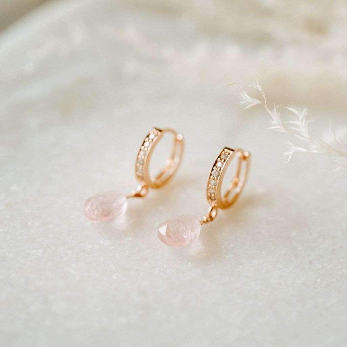 Rose Quartz Earrings Rose Quartz Dangle Earrings Rose Quartz Drop Earrings  Heart Chakra Stone Delicate Rose Quartz Earrings Pink - Etsy